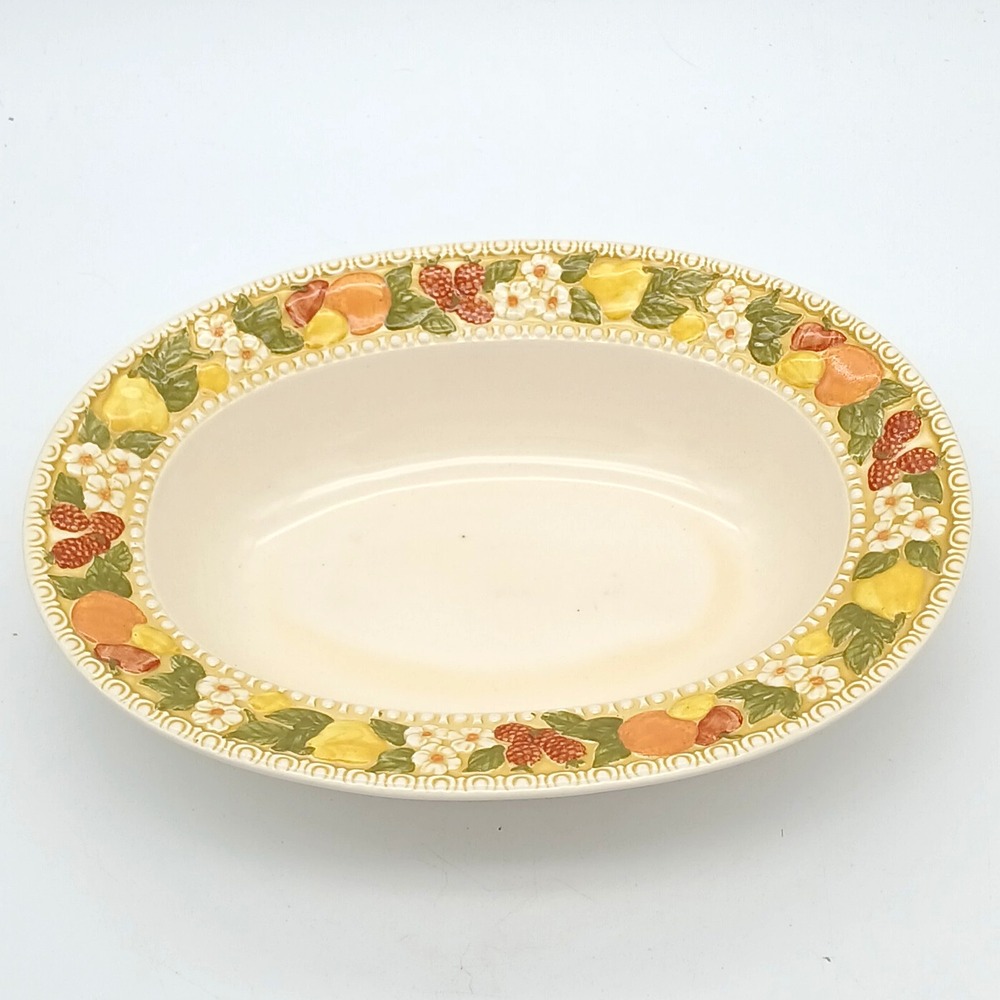 Vintage Metlox Vernon Ware Della Robbia 12" Oval Vegetable Serving Bowl USA